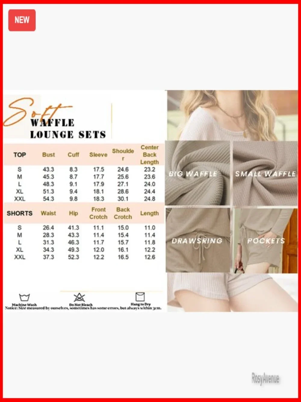 Waffle Knit Pajama Sets Long Sleeve Top and Shorts Matching Lounge Set with